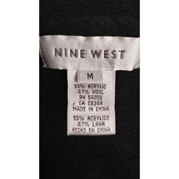 Nine West Women's V Neck Single Button Black Wool Blend Cardigan Collared M - Picture 7 of 8